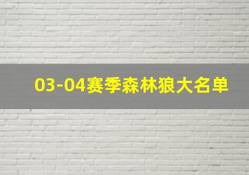 03-04赛季森林狼大名单