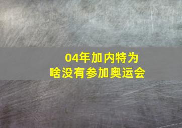 04年加内特为啥没有参加奥运会