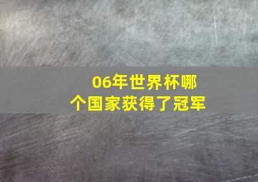 06年世界杯哪个国家获得了冠军