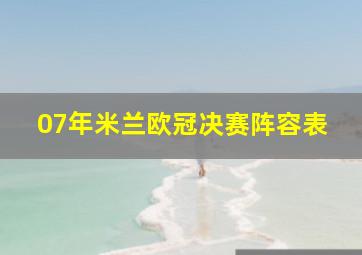 07年米兰欧冠决赛阵容表