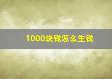 1000块钱怎么生钱