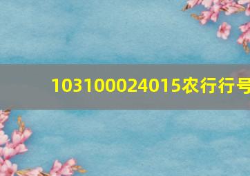 103100024015农行行号