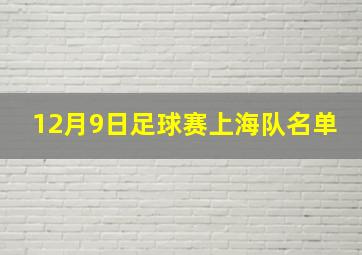 12月9日足球赛上海队名单