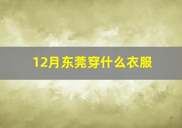 12月东莞穿什么衣服