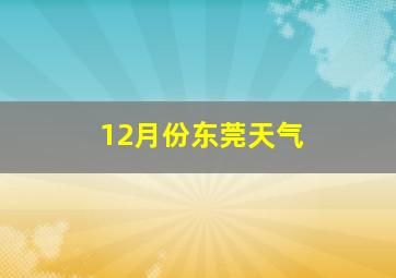 12月份东莞天气