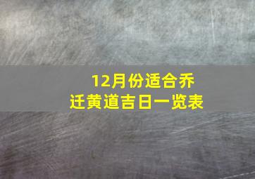 12月份适合乔迁黄道吉日一览表