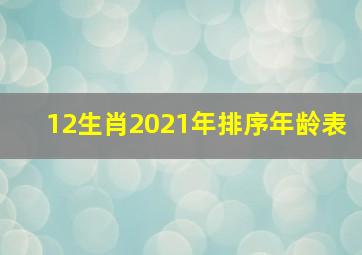 12生肖2021年排序年龄表