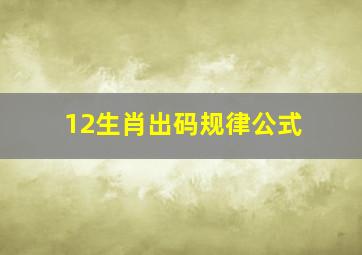 12生肖出码规律公式