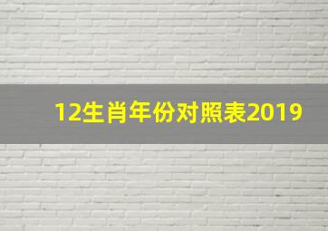 12生肖年份对照表2019