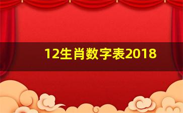 12生肖数字表2018