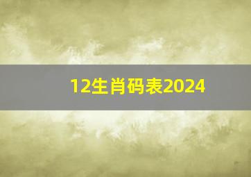 12生肖码表2024