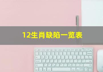 12生肖缺陷一览表