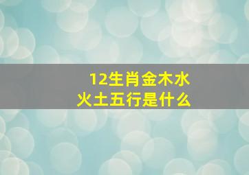 12生肖金木水火土五行是什么