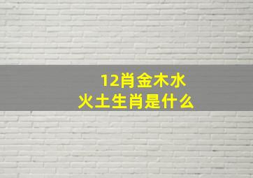 12肖金木水火土生肖是什么