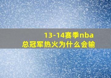 13-14赛季nba总冠军热火为什么会输