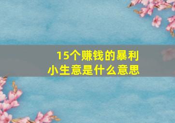 15个赚钱的暴利小生意是什么意思