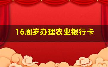 16周岁办理农业银行卡