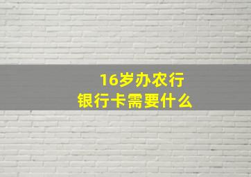 16岁办农行银行卡需要什么