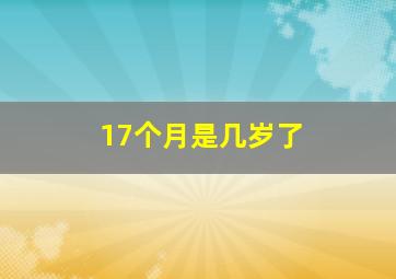 17个月是几岁了