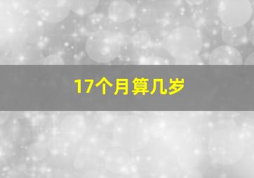 17个月算几岁