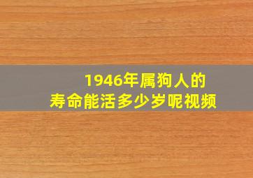 1946年属狗人的寿命能活多少岁呢视频