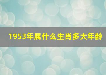 1953年属什么生肖多大年龄