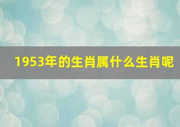 1953年的生肖属什么生肖呢