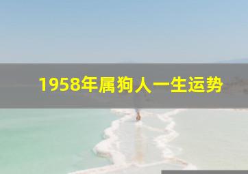 1958年属狗人一生运势