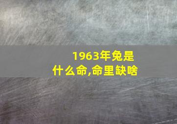 1963年兔是什么命,命里缺啥