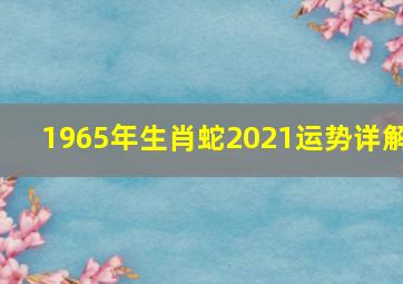 1965年生肖蛇2021运势详解