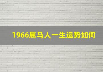 1966属马人一生运势如何