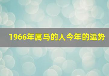 1966年属马的人今年的运势