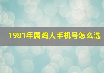 1981年属鸡人手机号怎么选