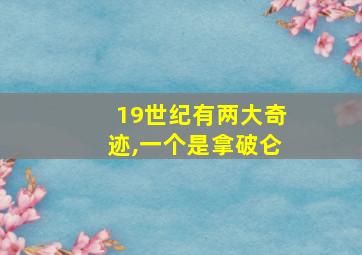 19世纪有两大奇迹,一个是拿破仑