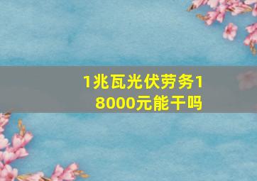 1兆瓦光伏劳务18000元能干吗