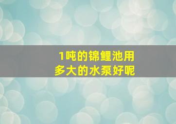 1吨的锦鲤池用多大的水泵好呢