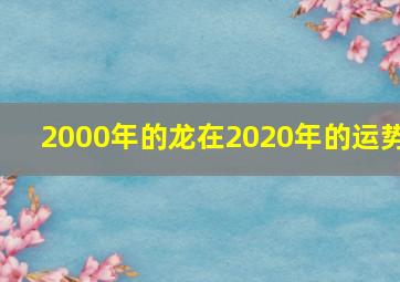 2000年的龙在2020年的运势