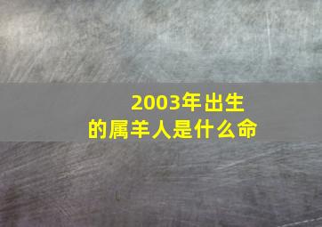 2003年出生的属羊人是什么命