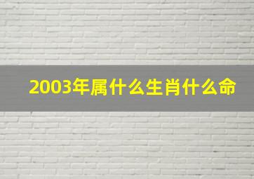 2003年属什么生肖什么命