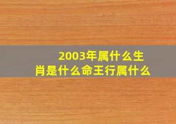 2003年属什么生肖是什么命王行属什么