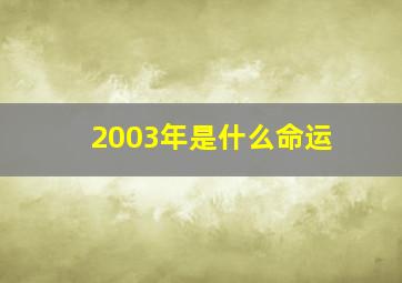 2003年是什么命运