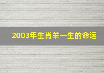 2003年生肖羊一生的命运