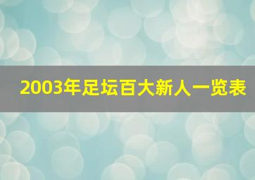 2003年足坛百大新人一览表