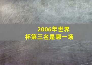 2006年世界杯第三名是哪一场