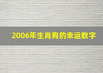 2006年生肖狗的幸运数字