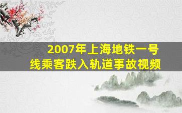 2007年上海地铁一号线乘客跌入轨道事故视频