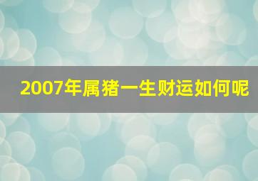 2007年属猪一生财运如何呢