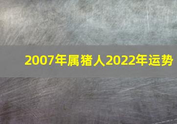 2007年属猪人2022年运势