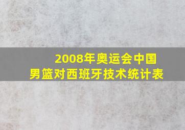 2008年奥运会中国男篮对西班牙技术统计表