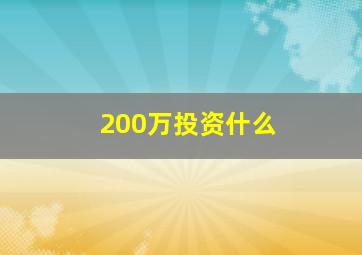 200万投资什么